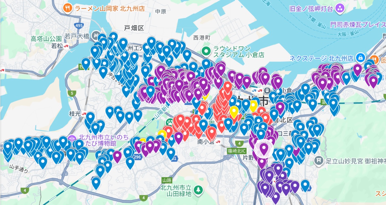 北九州市のマッピング画像