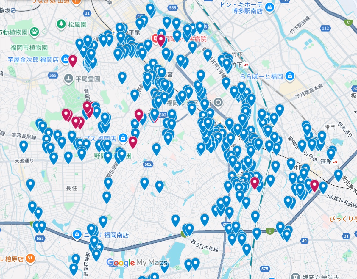 福岡市南区のマッピング画像